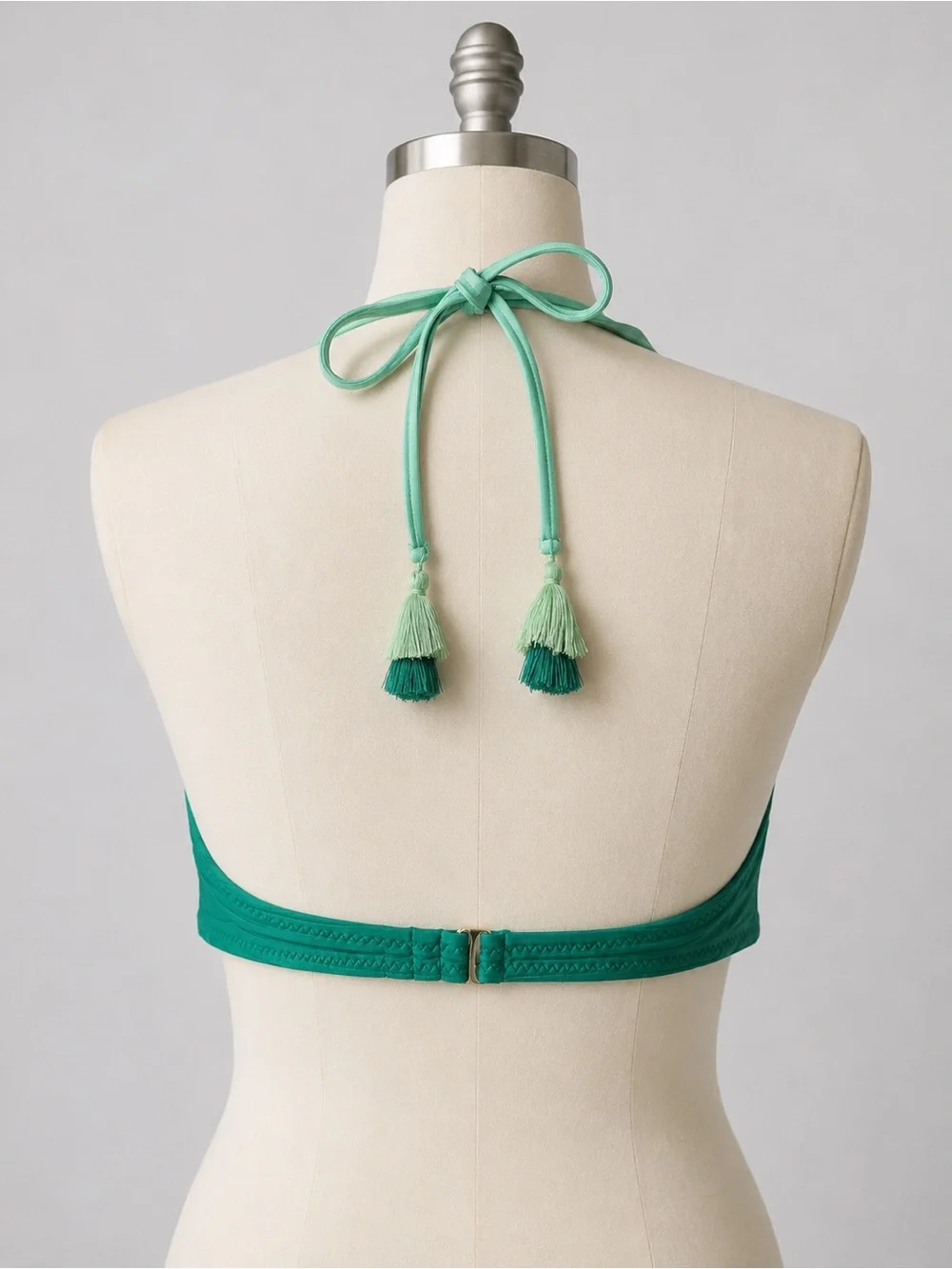 Trina Turk Olympia Rib Twist Bandeau Bikini Top Green Size 14 NWT